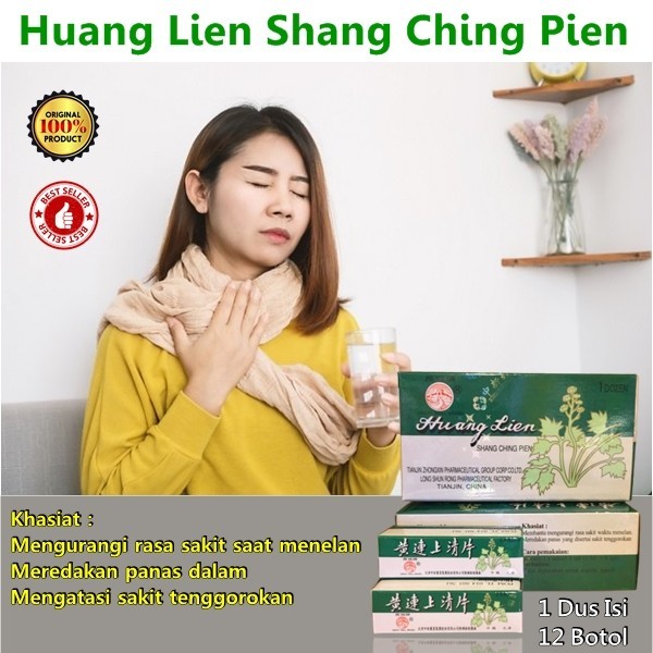 Huang lien shang ching pien isi 12 botol obat nyeri radang tenggorokan dan panas dalam BPOM