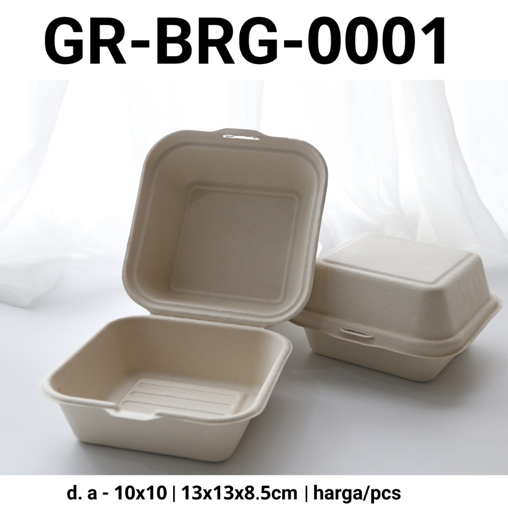 GR-BRG-0001 Korean bento cake sugarcane bagasse lunch burger box 6" (Packaging)
