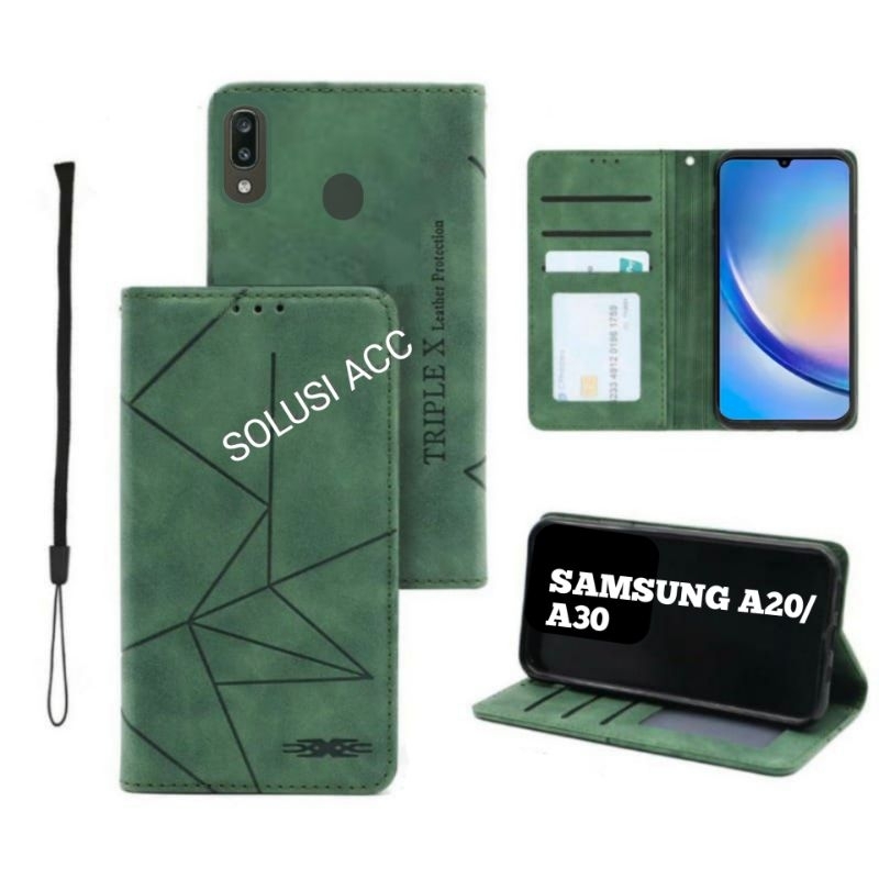 CASING HP SAMSUNG A20/SAMSUNG A30 MODEL DOMPET KULIT FLIP COVER BUKA TUTUP LEATHER CASE MAGNET PREMI
