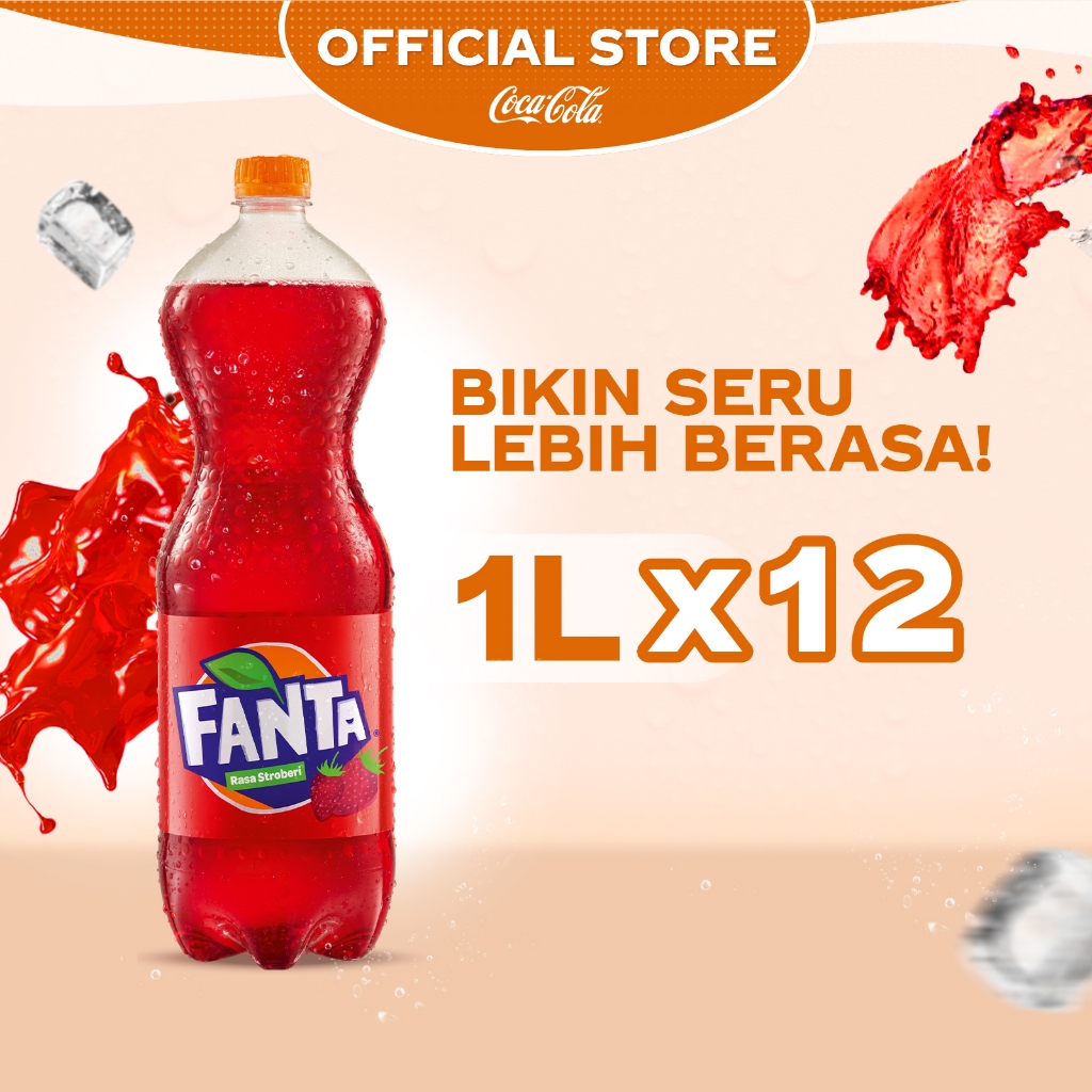 

Fanta Rasa Strawberry Minuman Soda - Botol 1L x 12pcs