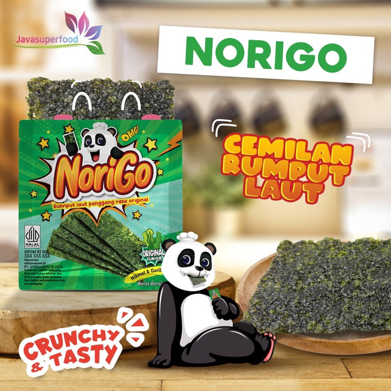 

Norigo Cemilan Rumput Laut Halal Nori crispy lembar sachet seaweed