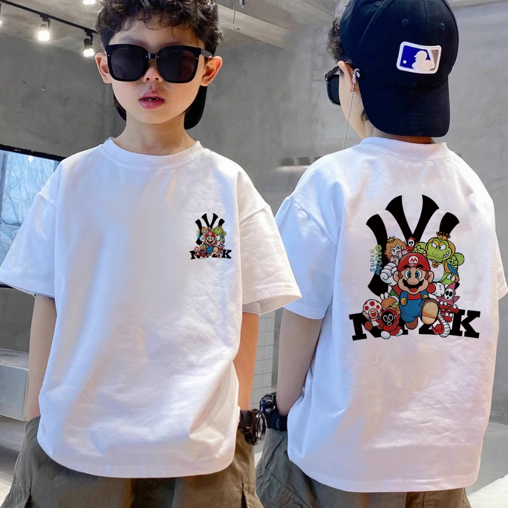 kaos anak laki laki/baju anak laki laki import/ Kaos Anak Sablon Depan Belakang MLB/100% Cotton comb