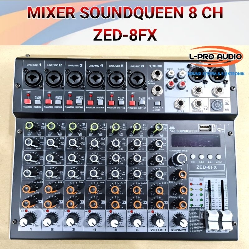 Mixer 8 chanel SOUNDQUEEN ZED8 Original Efect reverb