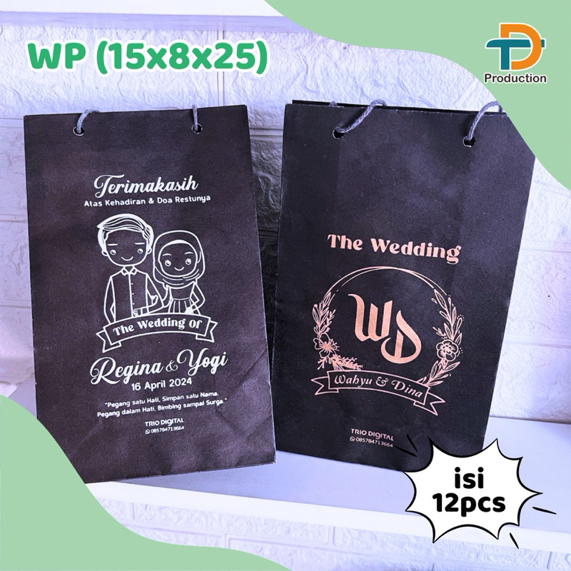 

PAPER BAG WAFER HITAM CUSTOM SABLON NAMA 15x8x25 | Tas Songgong