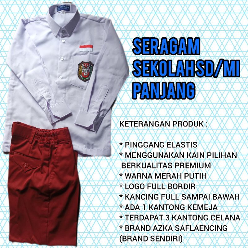 Setelan Seragam sekolah SD/MI putra # baju sekolah SD/MI #celana panjan SD/MI