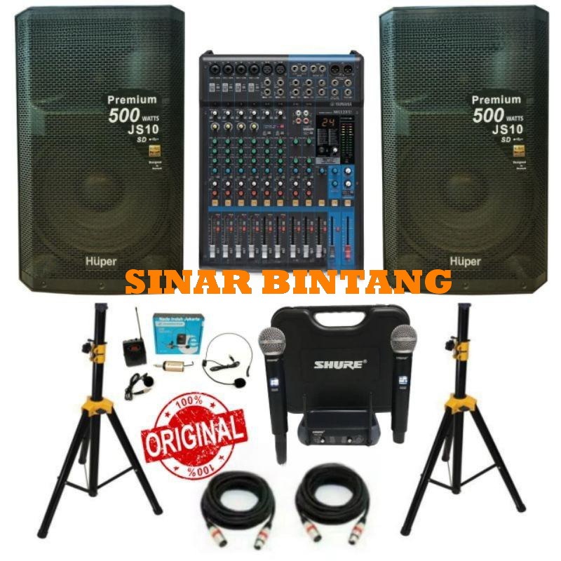 Paket Sound system Huper  JS10  JS 10 500watt  15 INCH + Mixer Yamaha 12 channel