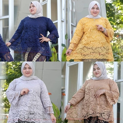 Atasan Kebaya Brokat Bianca / Rinjani Jumbo LD 120 LD 130 / Kebaya Brokat Modern / Kebaya Akad Modis