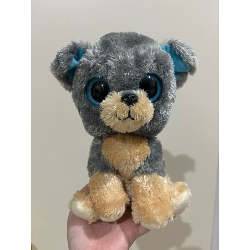boneka guguk merk ty dog doggy abu lucu mata biru preloved