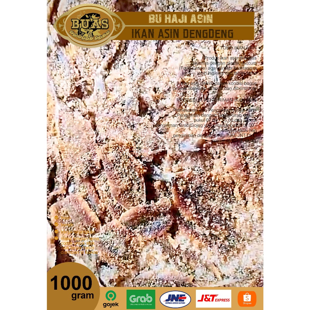 

Ikan Asin Bandung Dengdeng 1000 Gram BUAS | Ikan Asin Bandung | Ikan Asin Kere | Asin Buas