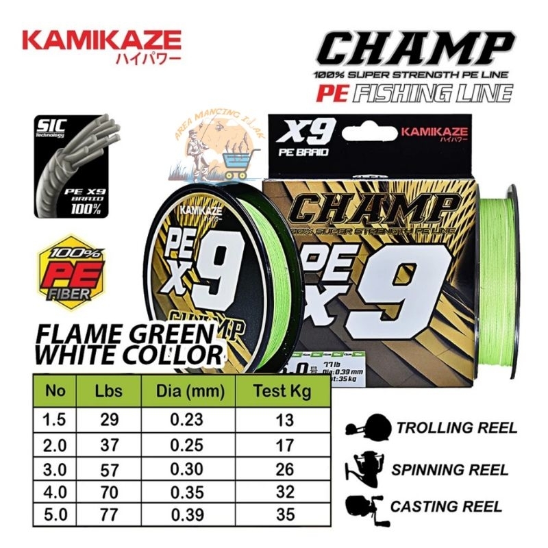 Senar PE Braid Kamikaze Champ X9 300m