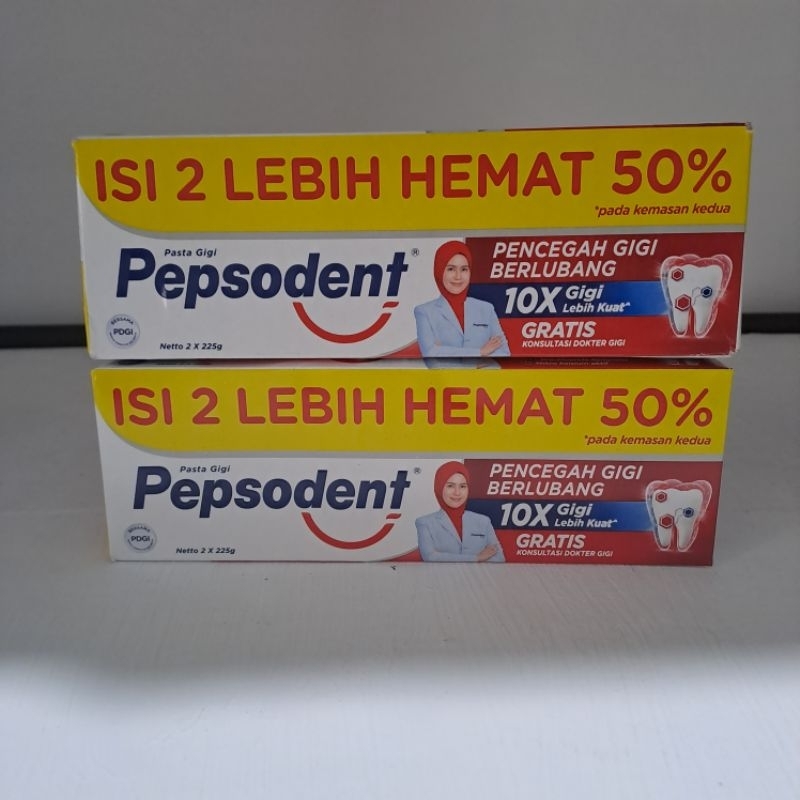 PEPSODENT PENCEGAH GIGI BERLUBANG PASTA GIGI WHITE 225gr | PEPSODENT PASTA GIGI 2×225GR