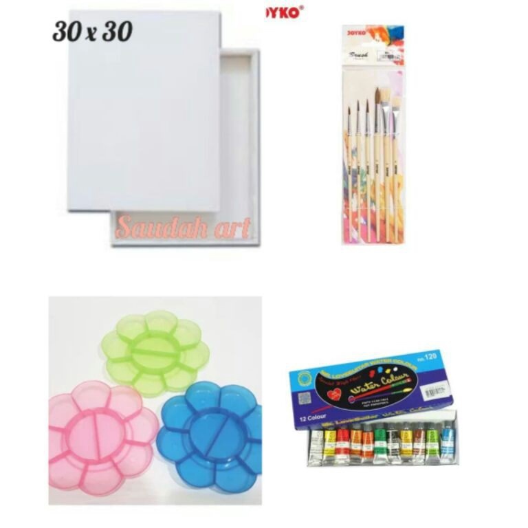 

KODE U3P5 Paket Kancas Lukis kanvas 3x3 kuas palet cat air