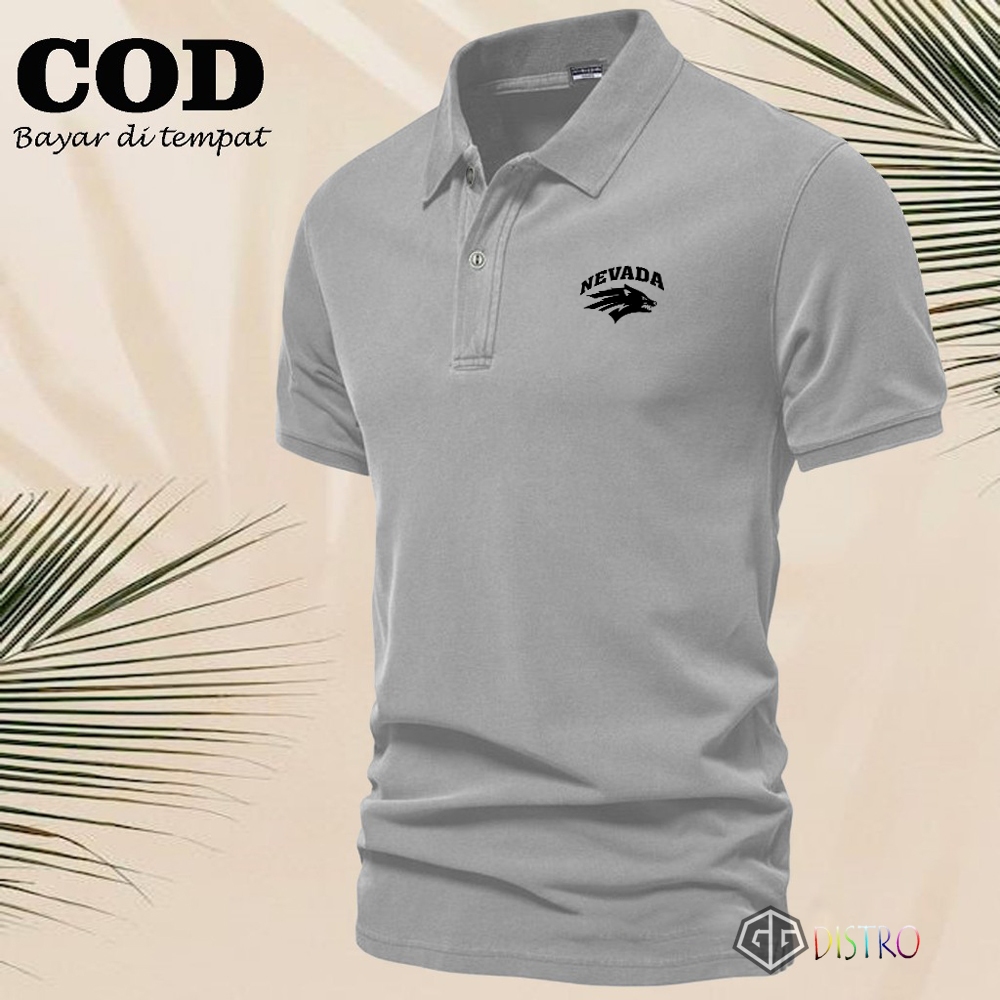 GG DISTRO Polo Kerah Lengan Pendek Nevada Motif Black  Kaos Kerah Pria Wanita Dewasa Polo Wangki Ter