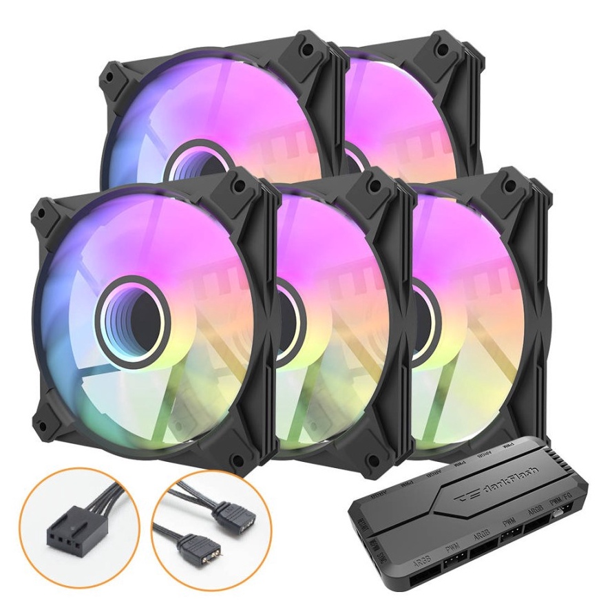 Harga Bersahabat Fan DARKFLASH INFINITY 8 PWM ARGB  5in1  Controller 5 Fan 12cm ARGB  Fan Casing Dar