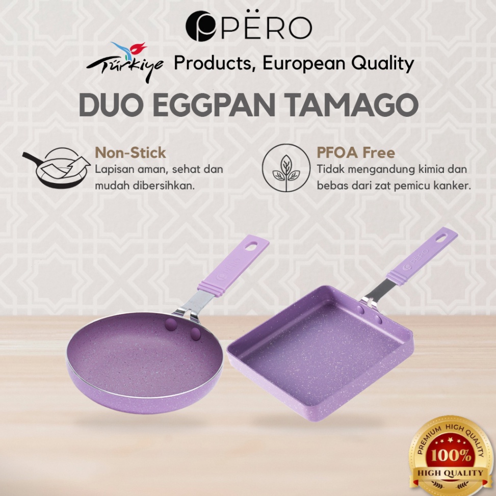 Paling Sesuai Best Seller Pero Set of 2 Mini Egg Pan  Tamagoyaki Pan  Wajan Nonstick Granite Anti Le