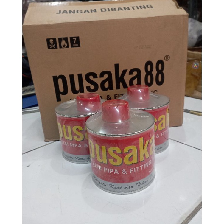 

Grosir Spesial lem pipa air kaleng pvc pusaka 4gr lem perekat pusaka
