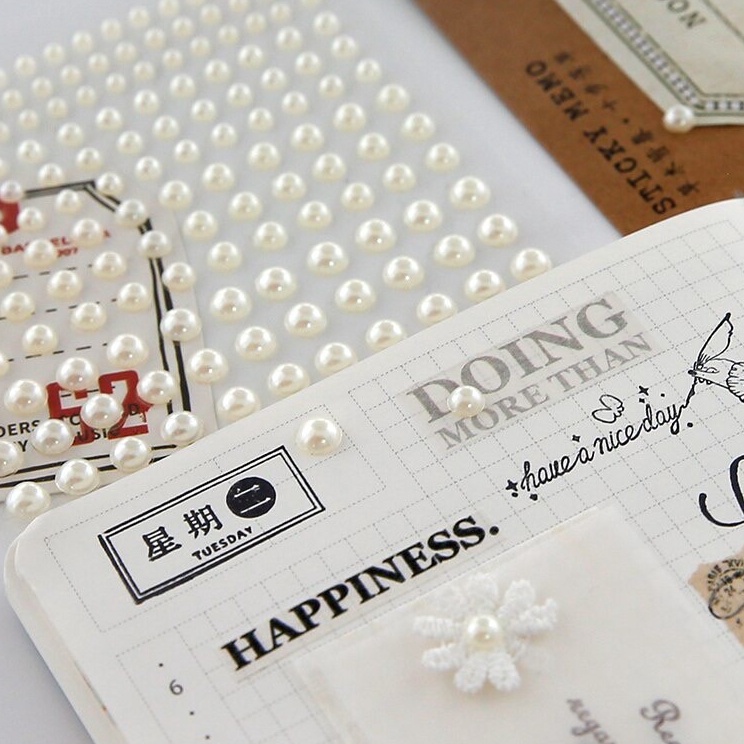

Fast Packing 165 Pcs Sticker Pearl 3D Aesthetic Mutiara Stiker Decorative Gwiyeo