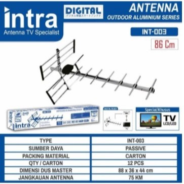 Antena TV Digital Outdoor + Kabel Intra INT-003 KABEL 10 METER TOP Antena Specialis TV Digital Outdo