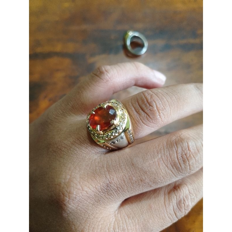Batu Cincin natural Red garnet Cutting