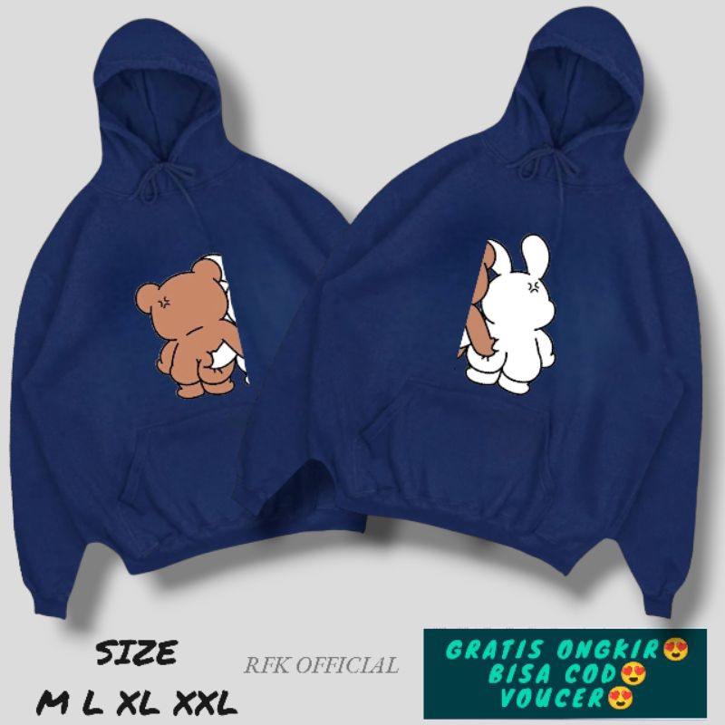 Hoodie couple TEDDY BEAR/Hoodie couple terbaru 2024/Hoodie couple pacar/Hoodie couple/jaket couple/s
