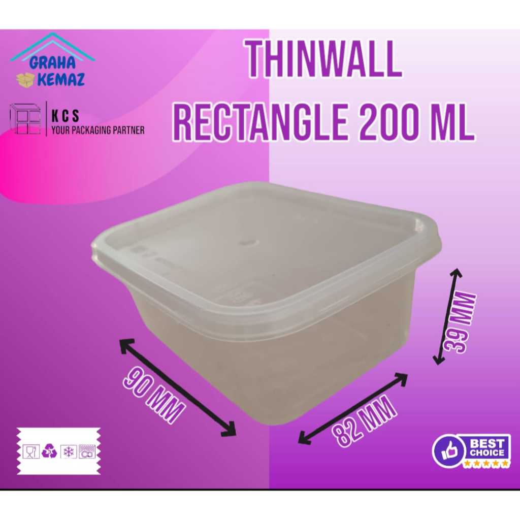 THINWALL RECTANGLE KCS 200 ML KEMASAN MAKANAN isi 25pcs