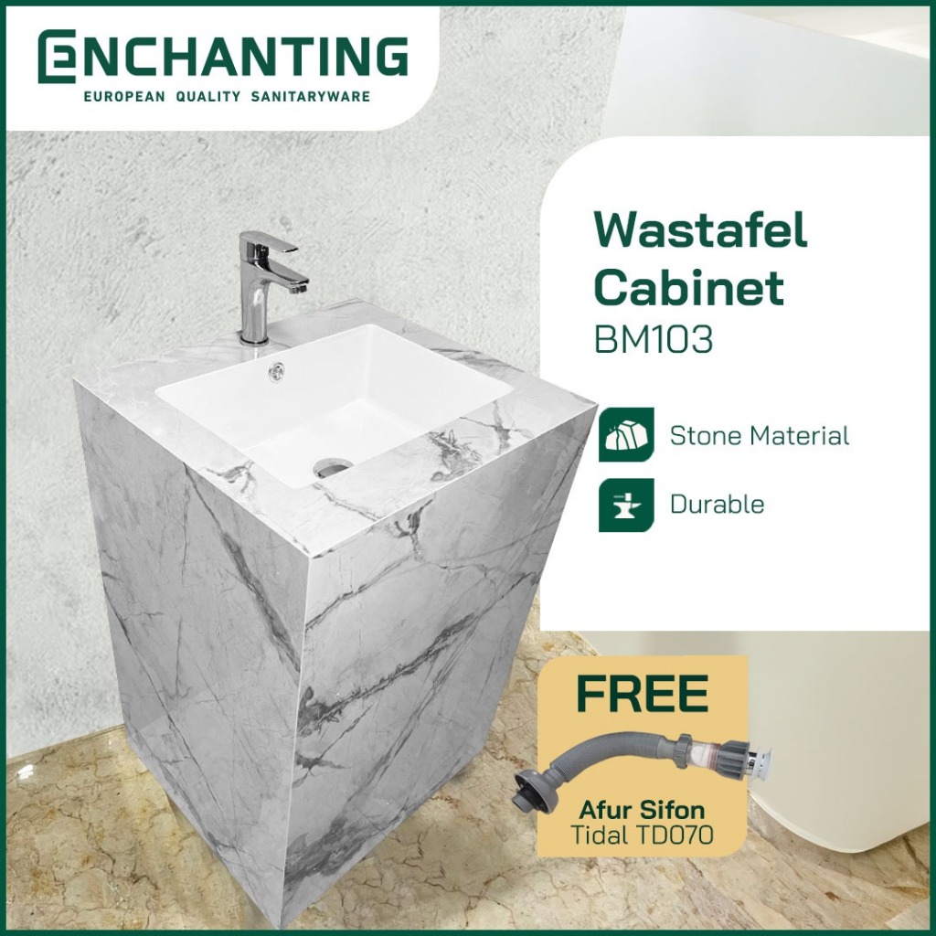 ENCHANTING Wastafel Cabinet Kamar Mandi BM103 Kabinet Washtafel Complete Set with Keran & Afur