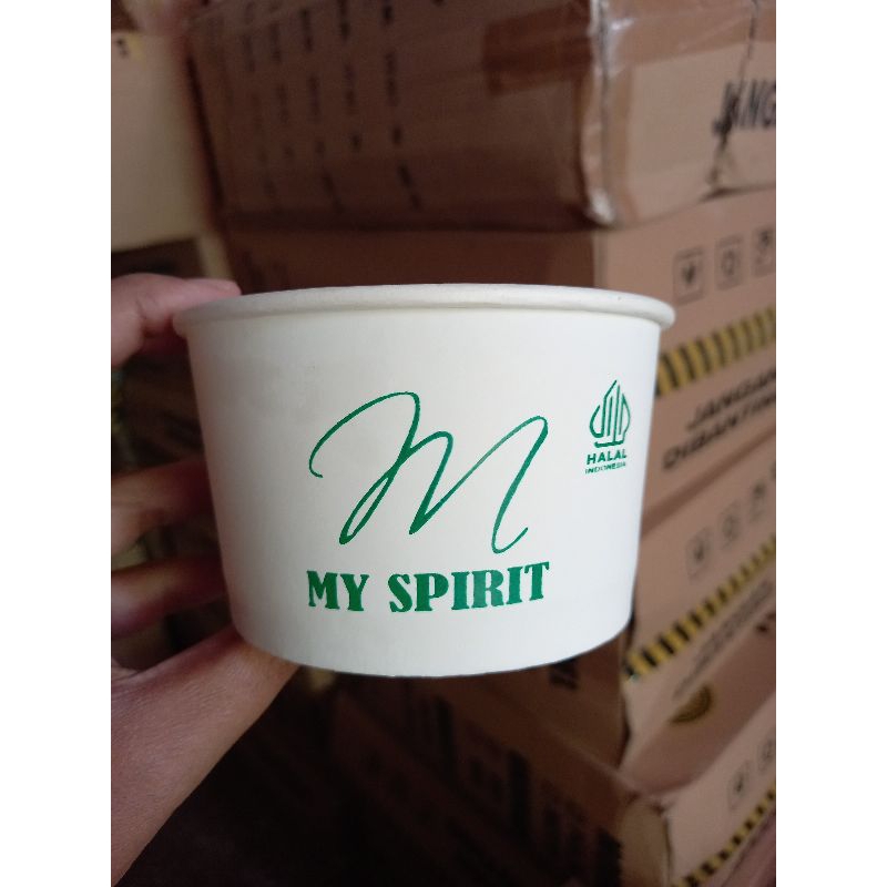 Sablon paper bowl 360ml plus tutup merk Nesto