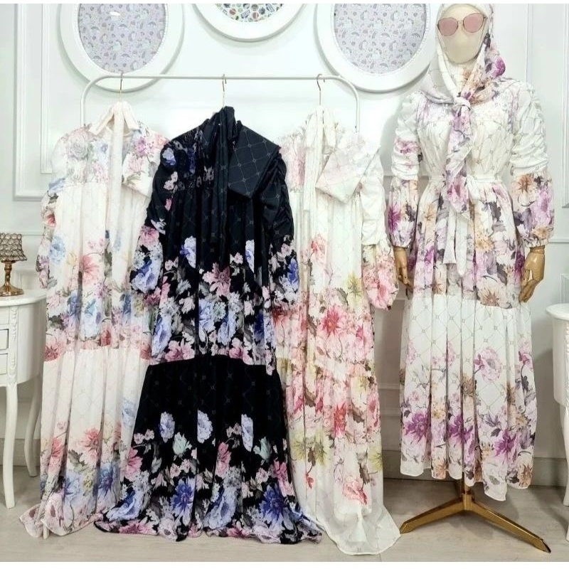 READY DRESS CERUTY MEIJIEWANG // MIX BRUKAT SET HIJAB