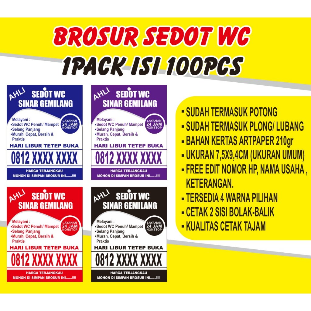 

Brosur jasa sedot wc - cetak brosur sedot wc - 1pack isi 100pcs brosur jasa sedot wc