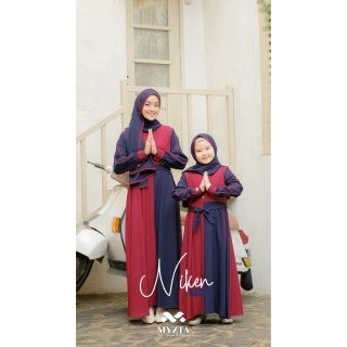 SET GAMIS COUPLE IBU ANAK NIKEN SYARI ORIGINAL BY MYZTA INAYA EXCLUSIVE SETELAN KHIMAR PASHMINA BUSA