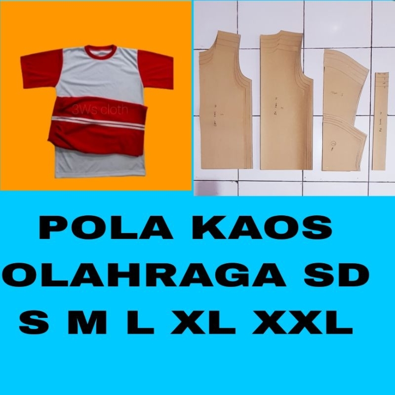 POLA KAOS OLAHRAGA SD isi 5 ukuran S M L XL XXL