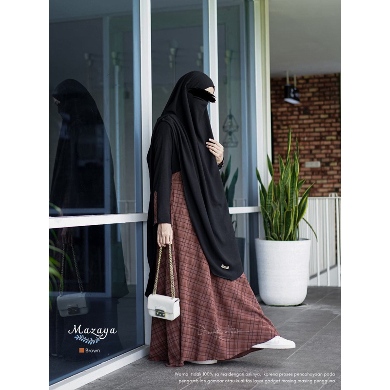 MAZAYA DRESS ONLY TARTAN KOTAK-KOTAK DAMAIRA HIJAB CRINCKLE