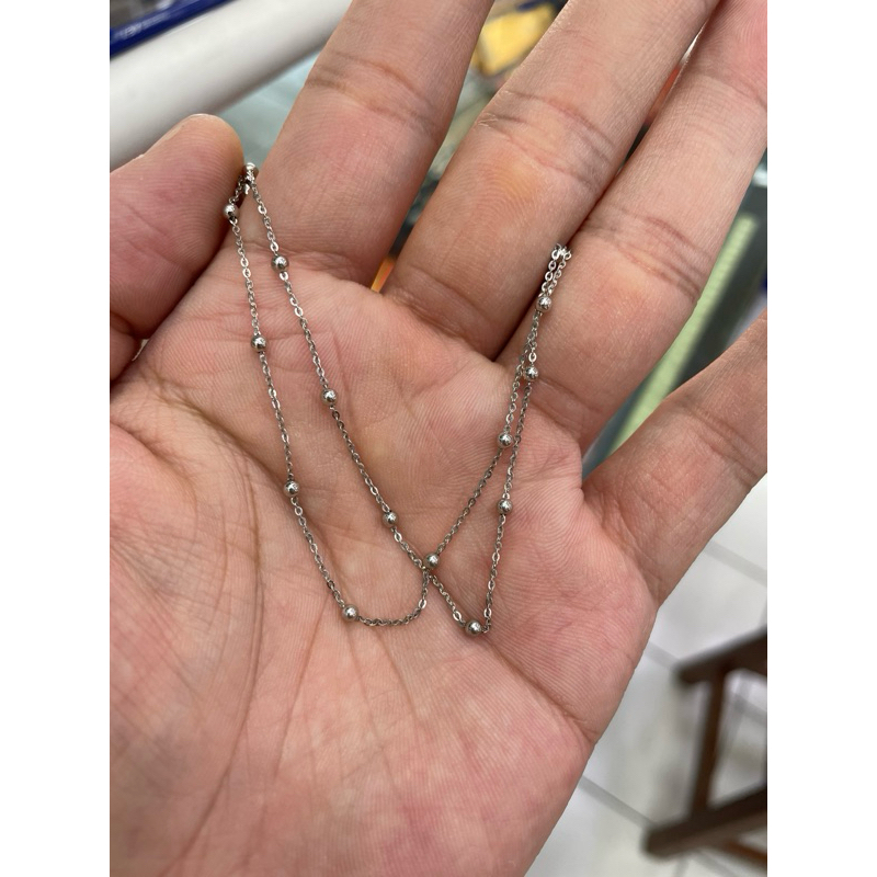 Gelang tangan jedar 2 layer Emas Putih Asli 9K