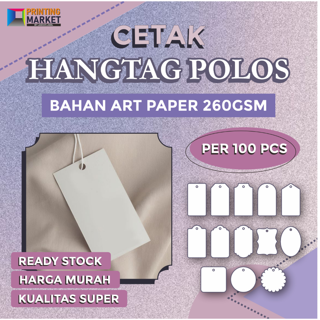 

HANGTAG POLOS 100 PCS LABEL BAJU CAP BAJU TAG BAJU MEREK PRICETAG HANGTAG POLOS MURAH WASHING