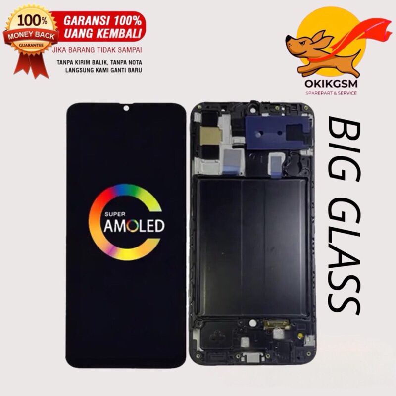 LCD Touchscreen Frame Big Glass Samsung A50 A50S Original Amoled Bisa Fingerprint