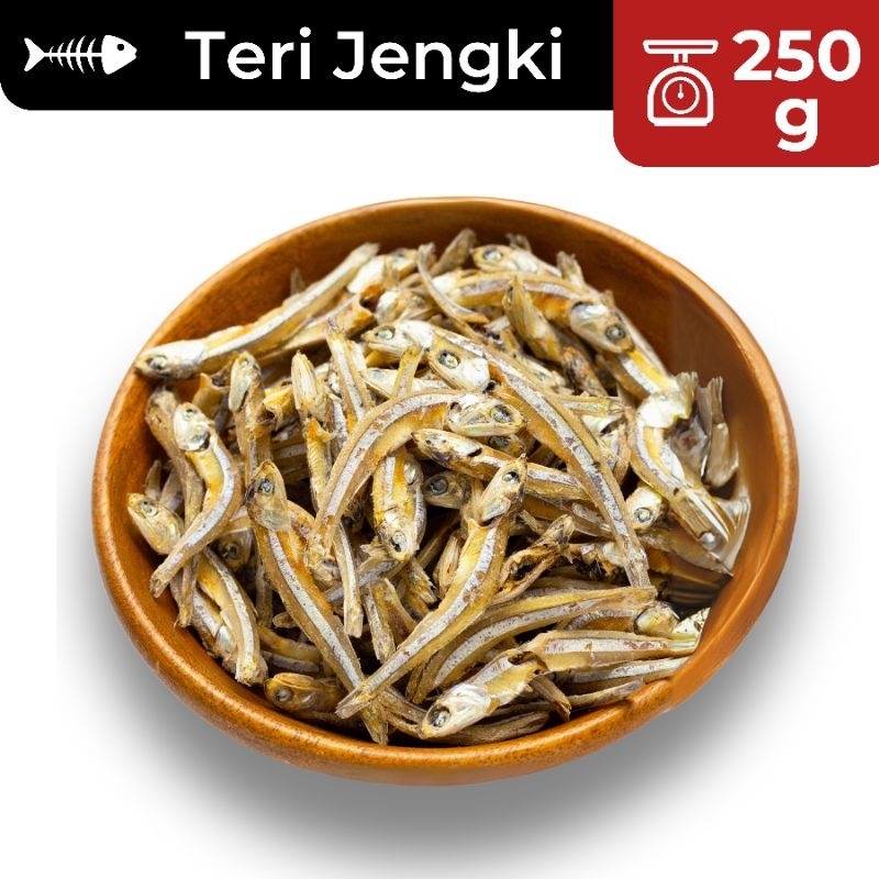 

250g Teri Jengki / Teri Cue / Tri Jengky / Teri Tanpa Kepala / Teri Besar / Teri Pepes / Ikan Asin Murah / Ikan Asin Enak