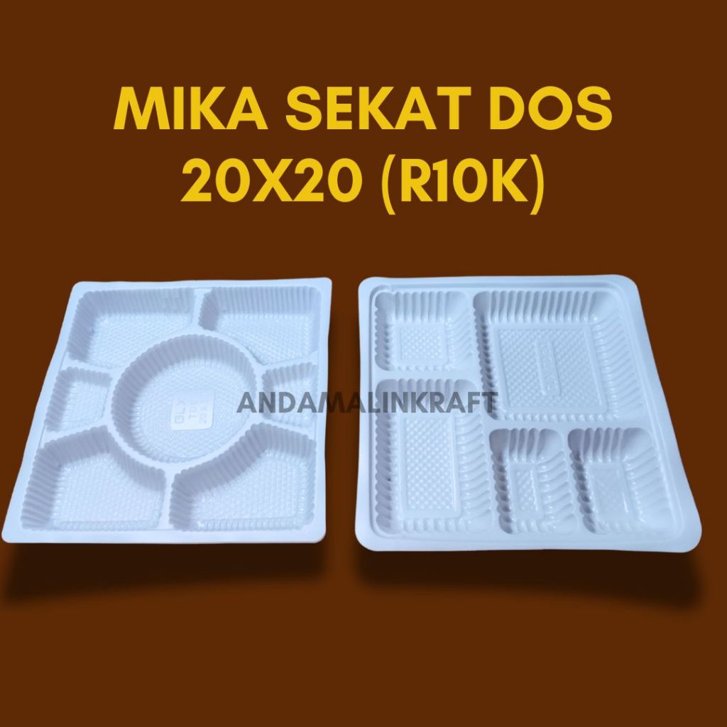 Mika sekat 5 & Sekat 7  ukuran 20x20 cm isi 50 pcs/ Mika samir putih