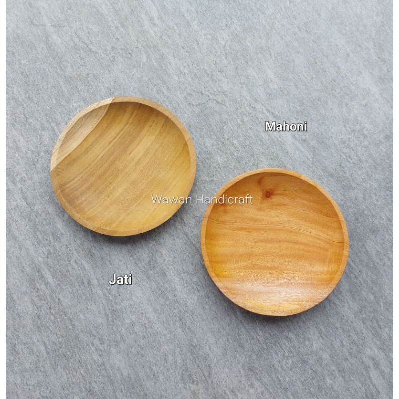 piring kayu/piring saji 15cm/piring kayu mahoni dan kayu jati