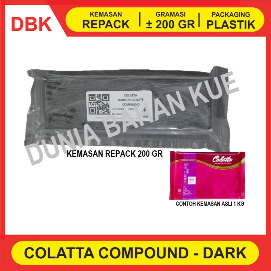 

COLATTA DARK CHOCOLATE COMPOUND / COKLAT BATANG PAHIT 200 GR