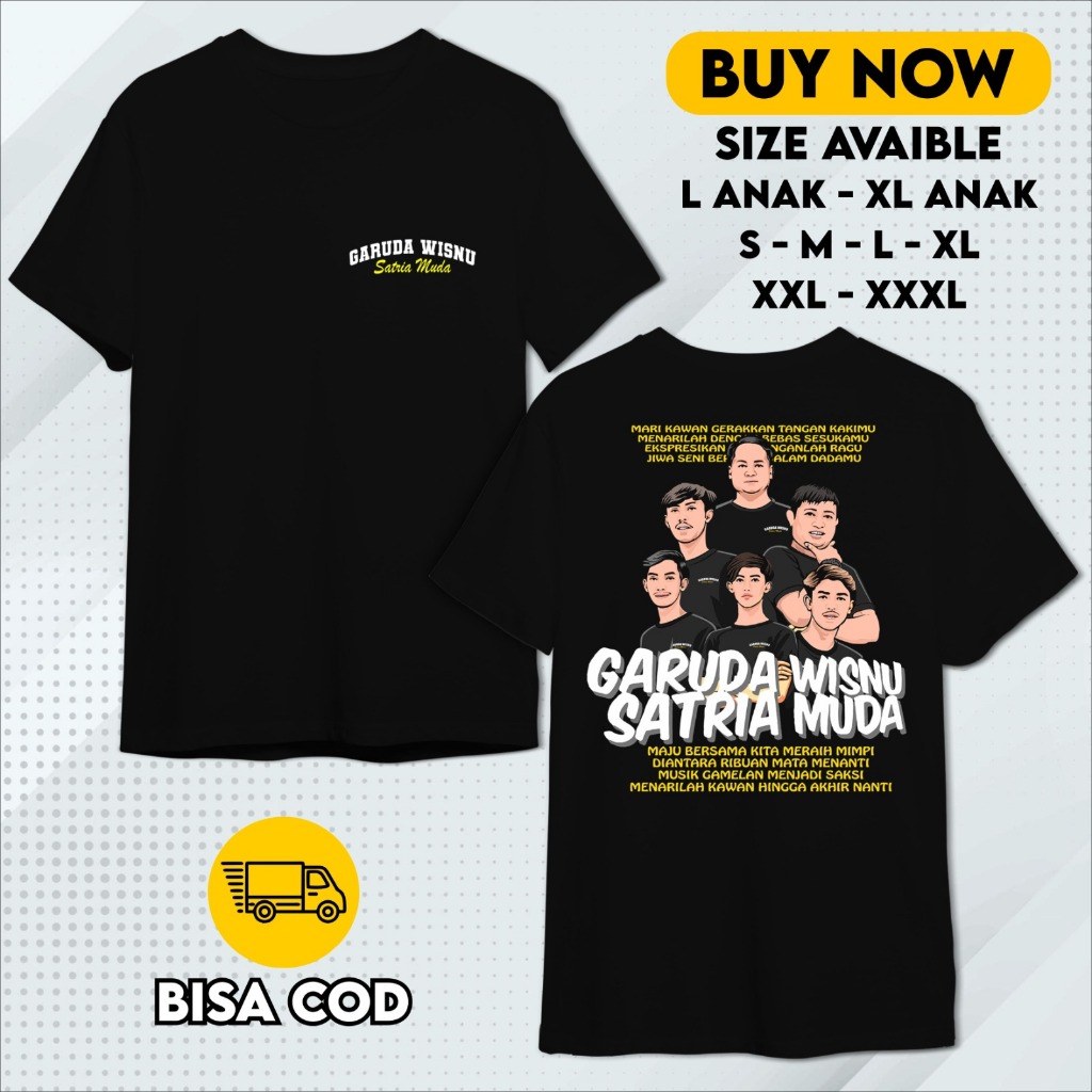 VIRAL KAOS TIM GARUDA WISNU SATRIA MUDA TSHIRT GWSM 100% ORIGINAL WARNA HITAM PAKAIAN PRIA WANITA LE