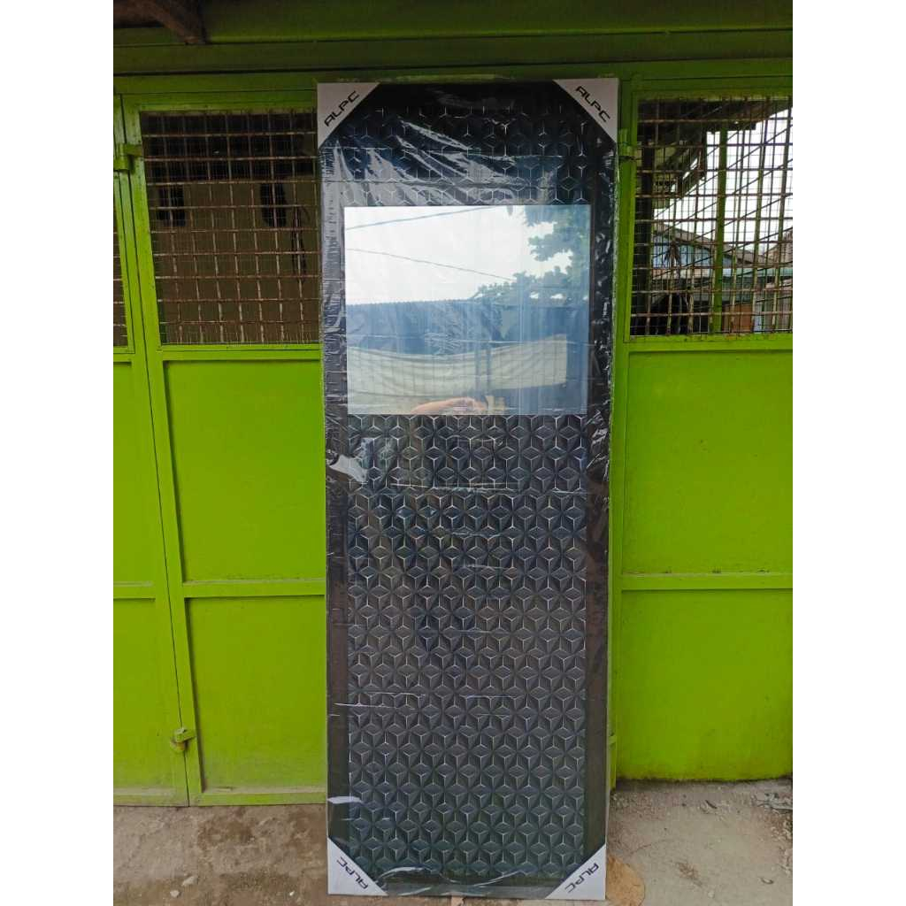 PINTU KAMAR MANDI ALUMINIUM PVC COKLAT (70X200) 2 SISI + KACA