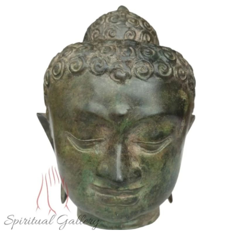 Patung Kepala Buddha Perunggu Antik