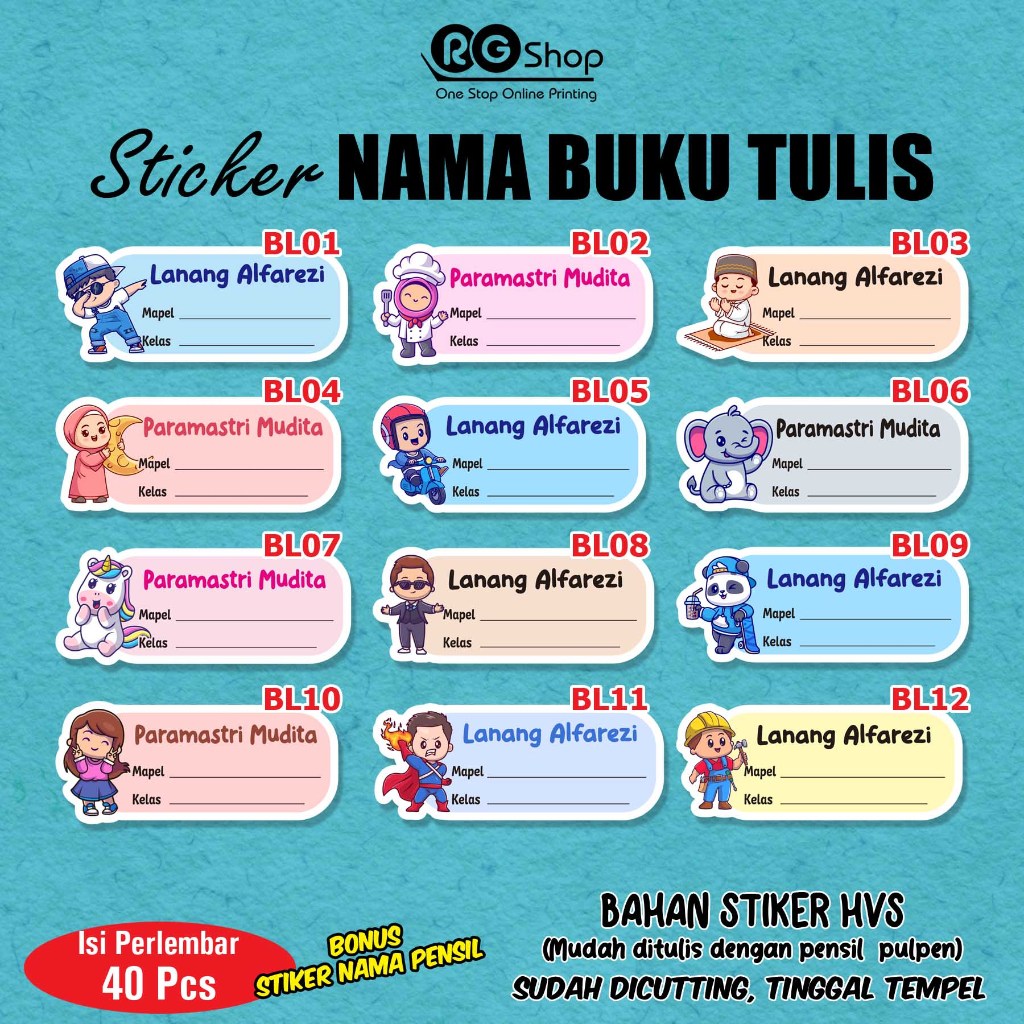 

STIKER NAMA BUKU TULIS / MATA PELAJARAN / STIKER BUKU PELAJARAN