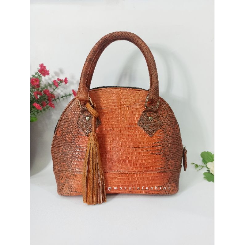 SALE  Leather Bag Tas Kulit Asli Tas Reptil Moon Bag Tas Biawak Handlebag MAYARB