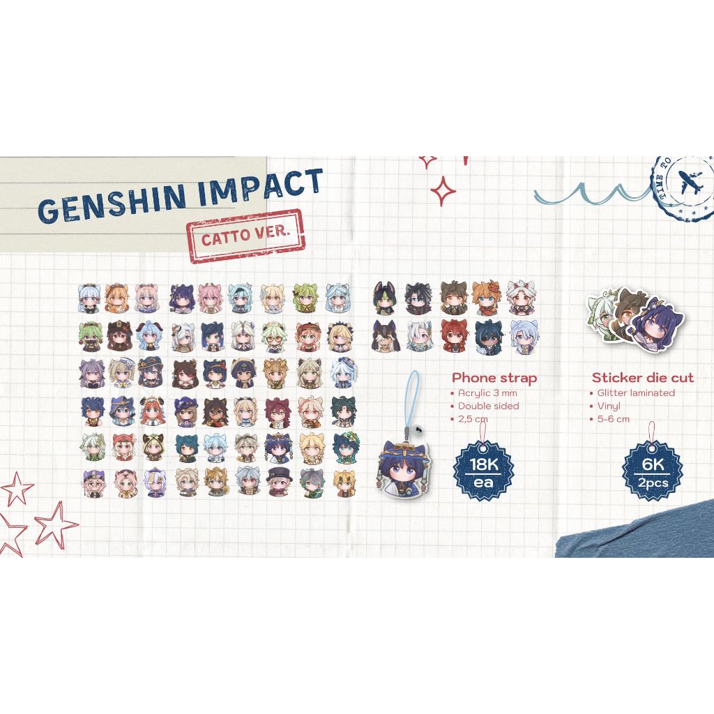 

Genshin Sticker die cut (12k/4) tulis chara di notes