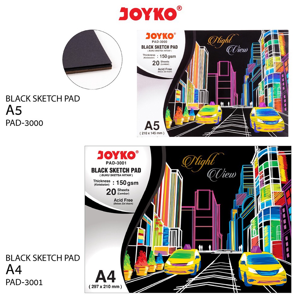 

KODE R3A Joyko Black Sketch Pad Buku Gambar Sketsa Hitam 15 gsm 2 Sheets