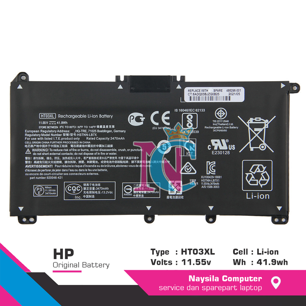 Baterai Original HP HT03XL HSTNN-DB8R HSTNN-DB8S IB80 HSTNN-IB8O HSTNN-LB8L HSTNN-LB8M HSTNN-UB7J