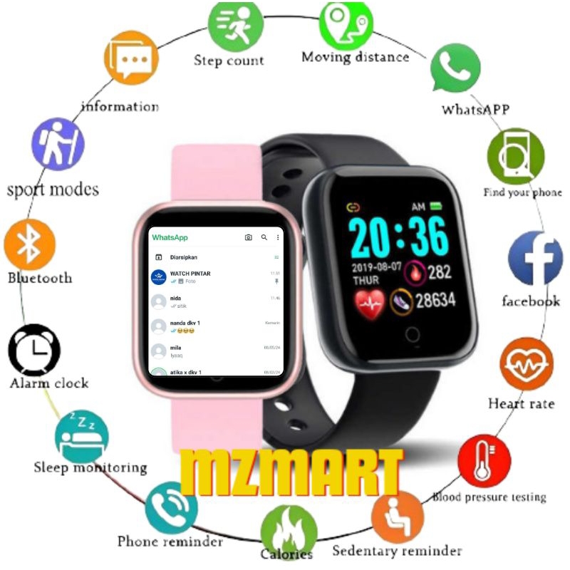 SMARTWATCH ANDROID 4g IP67 Y68 JAM TANGAN PINTAR ANTI AIR PRIA Wanita WHATSAPP SENSOR