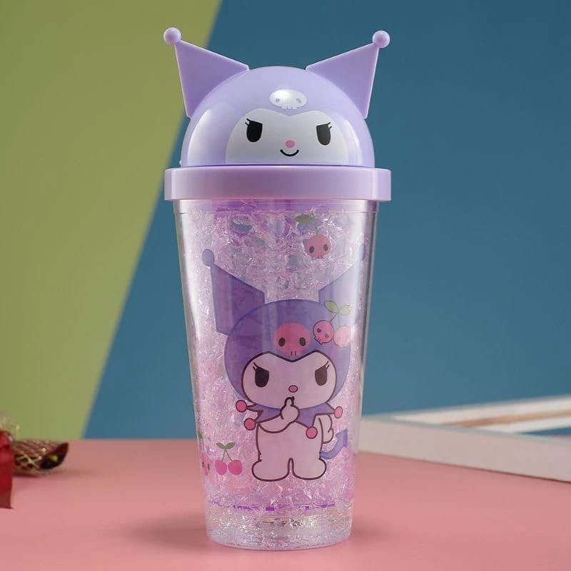 BOTOL MINUM / TUMBLER SANRIO KUROMI GLITTER LED