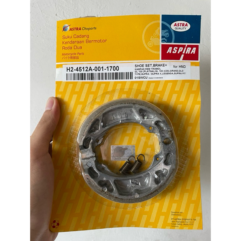Kampas Rem Belakang Aspira Supra Fit, Legenda, Supra X, Grand, GL100 CDI & Platina (H2-4512A-001-170